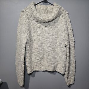 Mossimo Supply Chunky Knit 50% Wool Cowl Neck Beige Sweater Deadstock Heavy/Warm